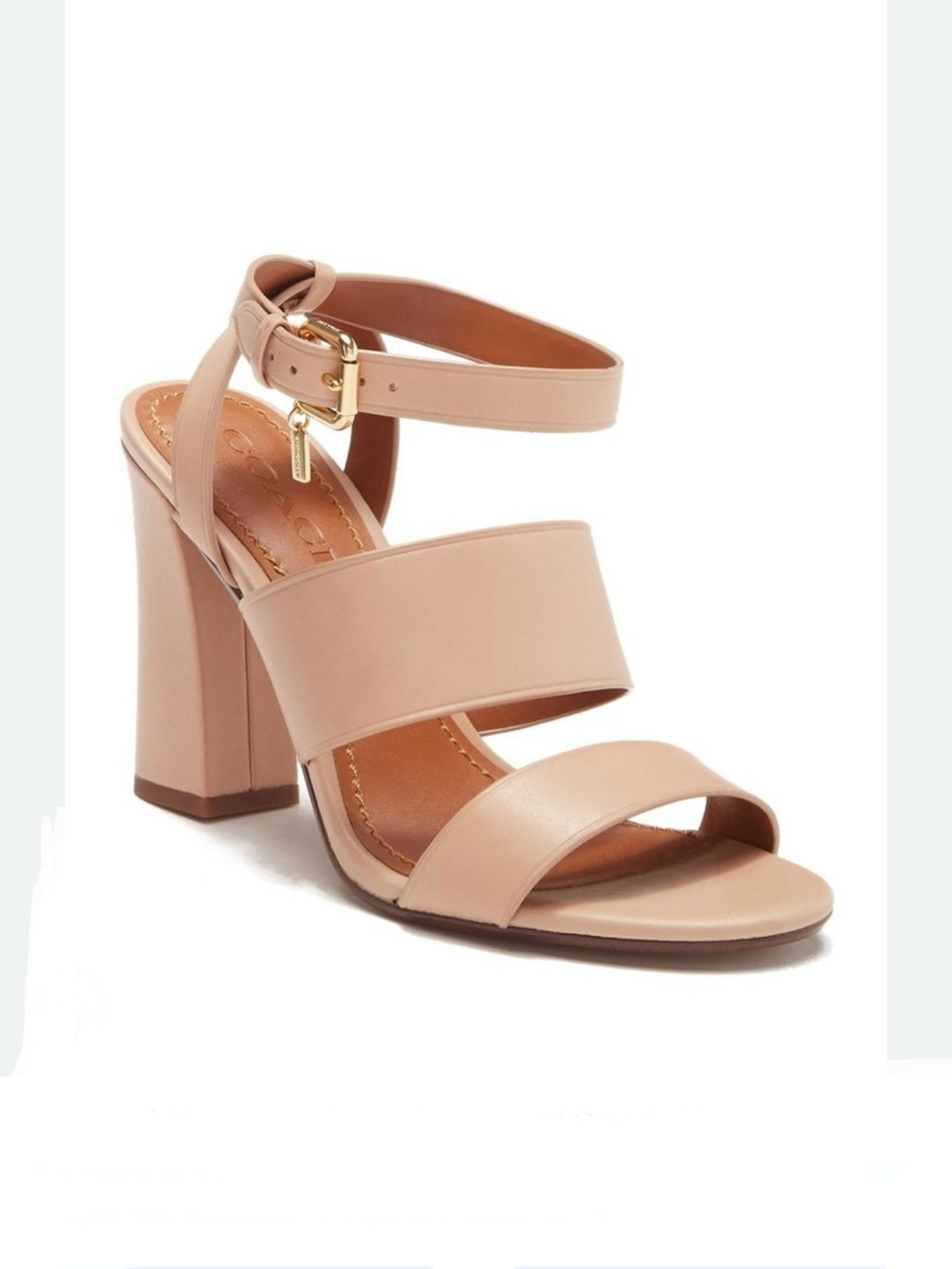 Coach - Kaye Leather Block Heel Sandal in Nude Pink Size 9.5